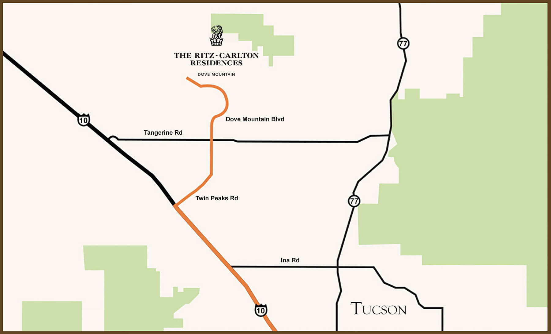 Turn by turn driving directions from Tucson to our luxury Dove Mountain real estate community located in Marana, Arizona.